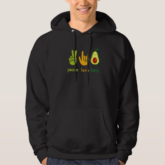 Peace Love Keto Funny Painter Avocado Hand Sign De Hoodie (Vorderseite)