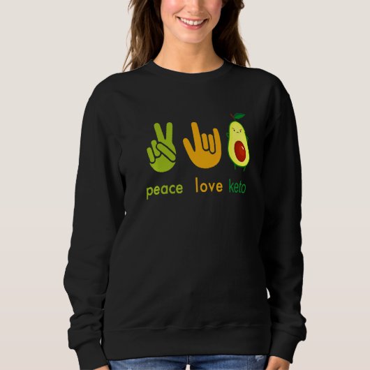 Peace Love Keto Funny Painter Avocado Hand Sign De Sweatshirt (Vorderseite)