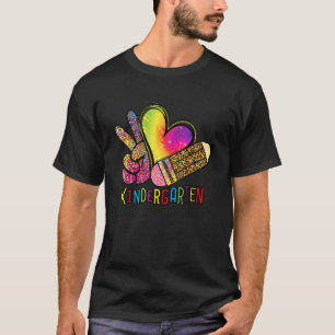 Peace Love Kindergarten Tie-Dye-Schüler-Lehrer T-Shirt