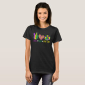 Peace Love King Cake Funny Mardi Gras Festival Par T-Shirt (Vorne ganz)