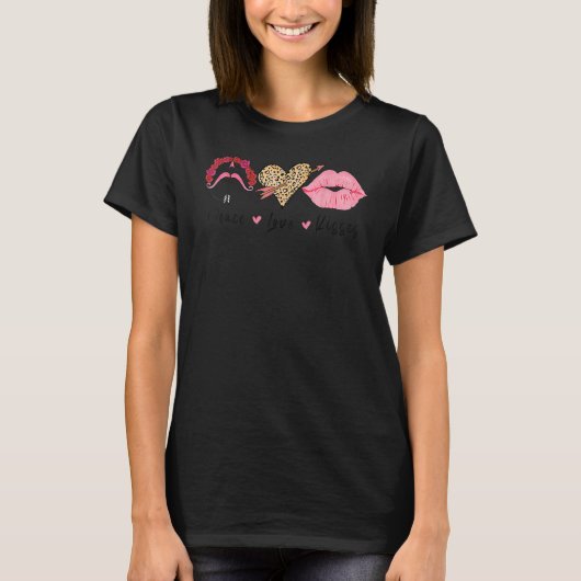 Peace Love Kisses Happiness Joy Valentines Day Wom T-Shirt (Vorderseite)