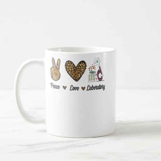 Peace Love Laboratory Lab Research Leopard Men Wom Kaffeetasse (Links)