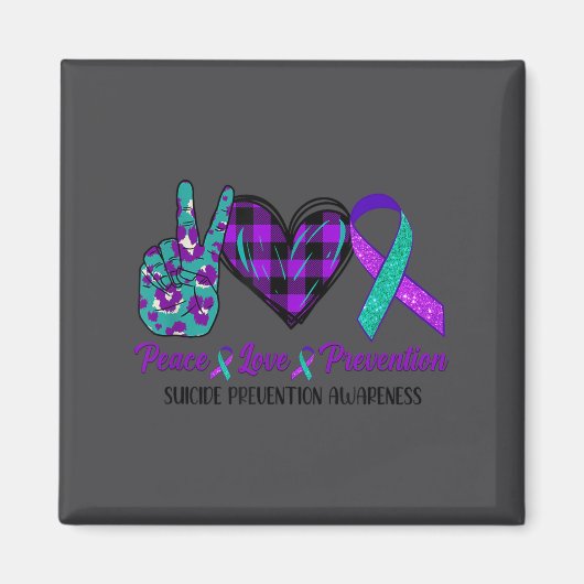 Peace Love Life Suicide Awareness Womens Semi Colo Magnet (Vorne)