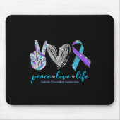 Peace Love Life Suicide Prevention Awareness Heart Mousepad (Vorne)