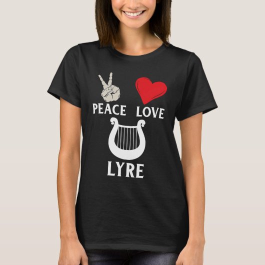 Peace Love Lyre French Horn Lyre Instrument Lyre P T-Shirt (Vorderseite)
