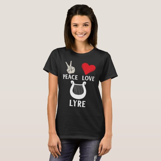 Peace Love Lyre French Horn Lyre Instrument Lyre P T-Shirt (Vorne ganz)