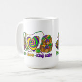 PEACE LOVE MARDI GRAS KING CAKE KAFFEETASSE (Vorderseite Links)