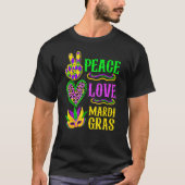 Peace Love Mardi Gras Leopard Funny Festival Carni T-Shirt (Vorderseite)
