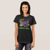 Peace Love Mardi Gras Leopard Heart Mardi Gras Fes T-Shirt (Vorne ganz)