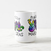 PEACE LOVE MARDI GRAS PURPLE GOLD GREEN KAFFEETASSE (Mittel)