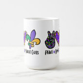 PEACE LOVE MARDI GRAS PURPLE GREEN GOLD KAFFEETASSE (Mittel)