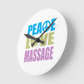Peace Love Massage Runde Wanduhr (Winkel)
