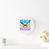 Peace Love Massage Runde Wanduhr (Zuhause)