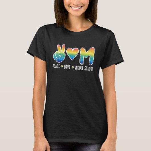 Peace Love Middle School Teacher Middle School Tea T-Shirt (Vorderseite)