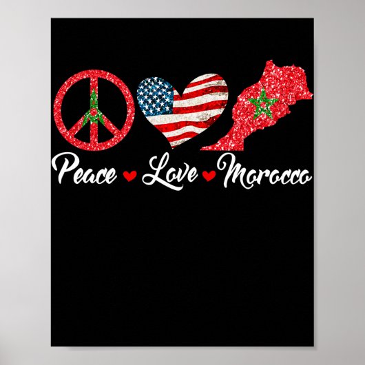 Peace Love Morocco American Flag Men Women Kid Poster (Vorne)