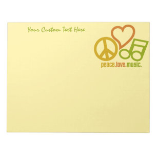 Peace Love Music benutzerdefiniertes Notizbuch Notizblock