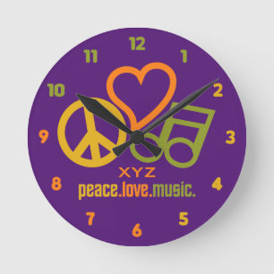 Peace - Love - Music custom wall clock Runde Wanduhr