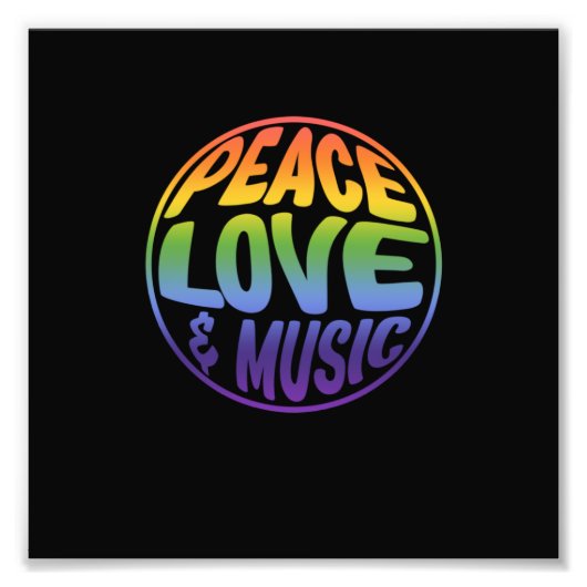 Peace Love Music Support Earth World Peace Day Fotodruck (Vorne)
