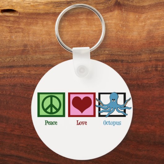 Peace Love Octopus Schlüsselanhänger (Rückseite)