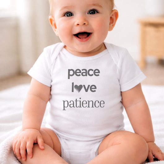 Peace Love Patience - Calm Modern Trendy Graphic Baby Strampler