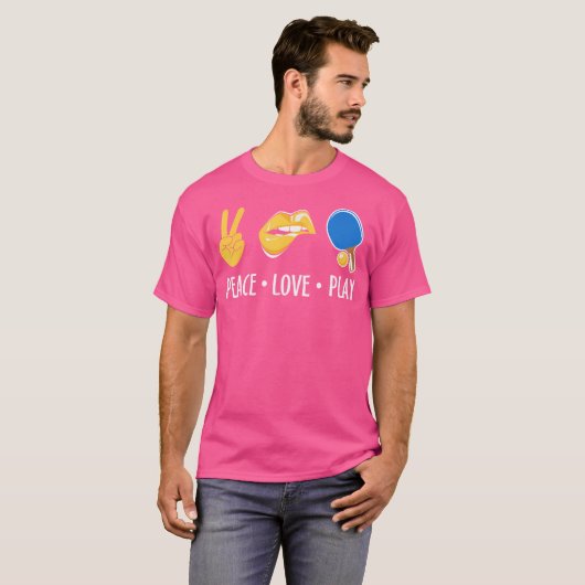Peace Love Ping Pong Funny Table Tennis T-Shirt (Vorne ganz)