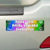 Peace Love Polish Lowland Sheepdog Bumper Sticker Autoaufkleber (Auf Auto)