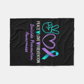 Peace Love Prevention Suicide Awareness Teal Purpl Fleecedecke (Vorderseite (Horizontal))