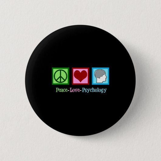 Peace Love Psychology Cute Psychologist Button (Vorderseite)