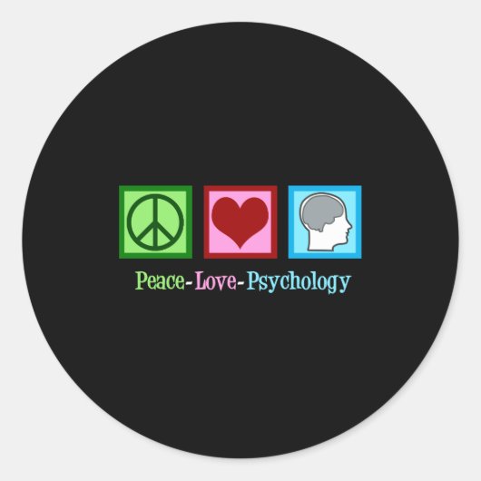 Peace Love Psychology Cute Psychologist  Runder Aufkleber (Vorderseite)