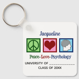 Peace Love Psychology Major Cute Custom Graduation Schlüsselanhänger