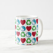 Peace Love Recycle Kaffeetasse (VorderseiteRechts)
