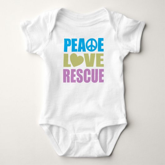 Peace Love Rescue Baby Strampler (Vorderseite)