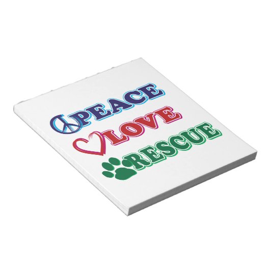 Peace Love Rescue Notizblock (angewinkelt)
