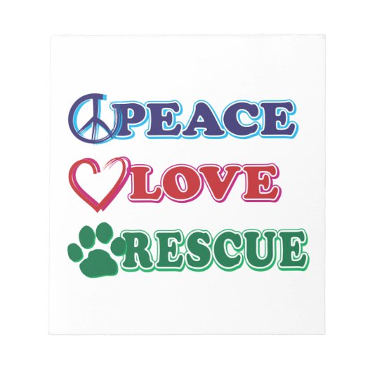 Peace Love Rescue Notizblock (Vorderseite)