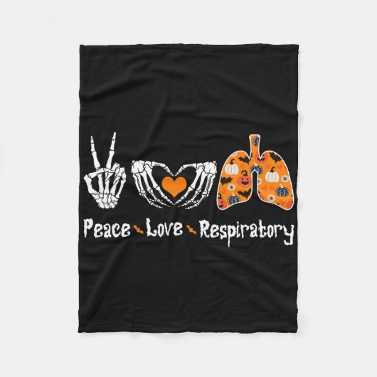 Peace Love Respiratory Therapist Skeleton Fun Hall Fleecedecke (Vorderseite)