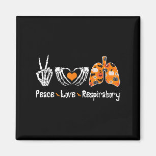 Peace Love Respiratory Therapist Skeleton Fun Hall Magnet
