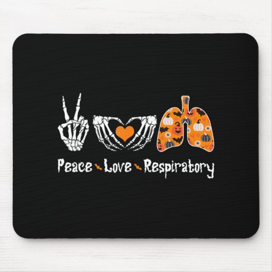 Peace Love Respiratory Therapist Skeleton Fun Hall Mousepad (Vorne)