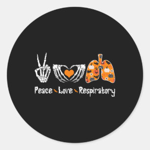 Peace Love Respiratory Therapist Skeleton Fun Hall Runder Aufkleber