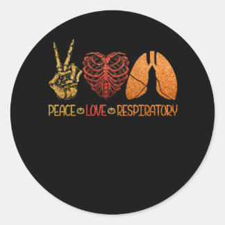 Peace Love Respiratory Therapist Skeleton Runder Aufkleber