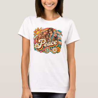 Peace & Love – Retro 70s Hippie Rainbow T-Shirt