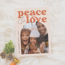Peace & Love Retro Groovy Arch Fun Christmas Photo
