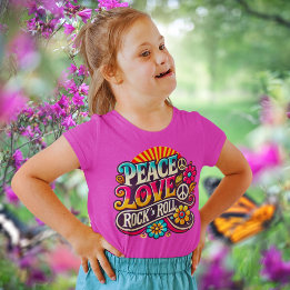 Peace Love RocknRoll Retro 70er Jahre Vintage Psyc Baby T-shirt