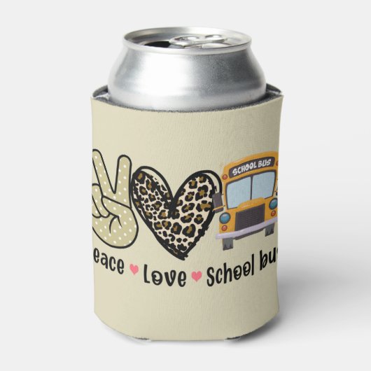 Peace, Love, School Bus Dosenkühler (Kanne Vorderseite)