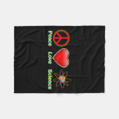 Peace Love Science  Fleecedecke (Vorderseite (Horizontal))