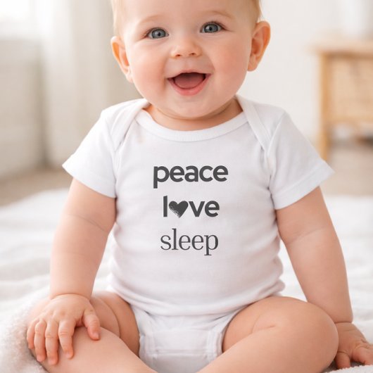 Peace Love Sleep - Calm Modern Trendy Graphic Baby Strampler