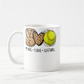 Peace Love Softball Mom Leopard Print Mother's Day Kaffeetasse (Links)