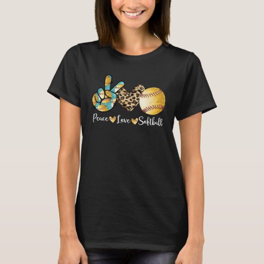 Peace Love Softball  Mom   Pitcher Catcher T-Shirt (Vorderseite)