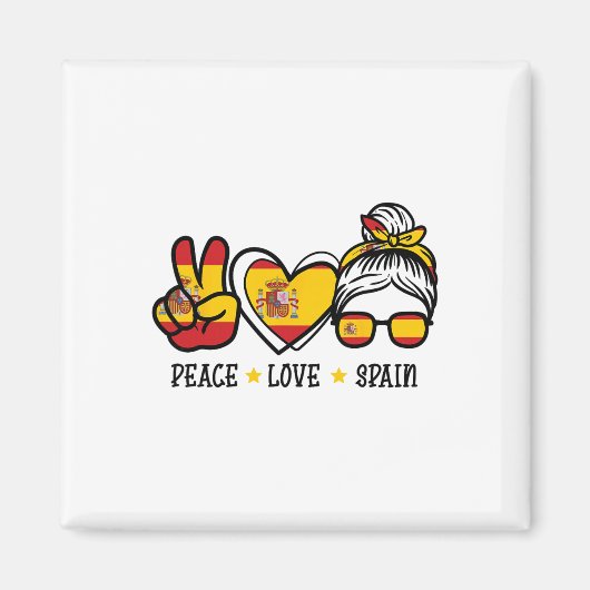 Peace Love Spanien Unordentlicher Dutt Spanische F Magnet (Vorne)