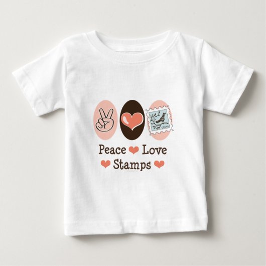 Peace Love Stamps Postage Stamp Baby T shirt (Vorderseite)