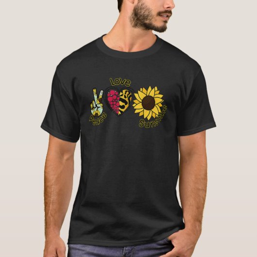 Peace Love Sunshine Sunflower Hippie Sunflower T-Shirt (Vorderseite)